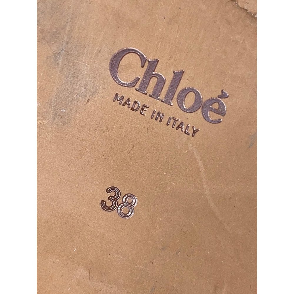 Chloé Brown Leather Slide Sandals with Cream Logo Straps - Picture 10 of 15